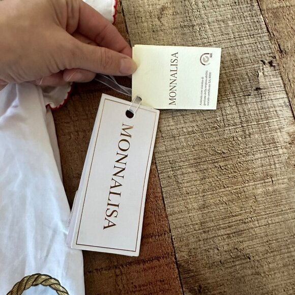 Monnalisa Toddler Girls Nautical Print Dress 6M With Red & White Stripes Rope - Picture 4 of 9